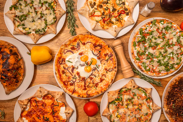 Assorted pizza selection