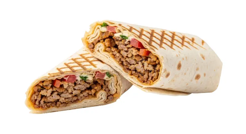 Fresh shawarma cut in half