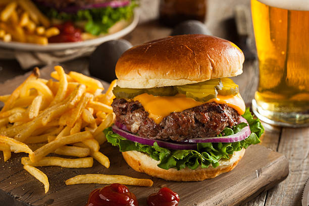 Burger and fries food photography