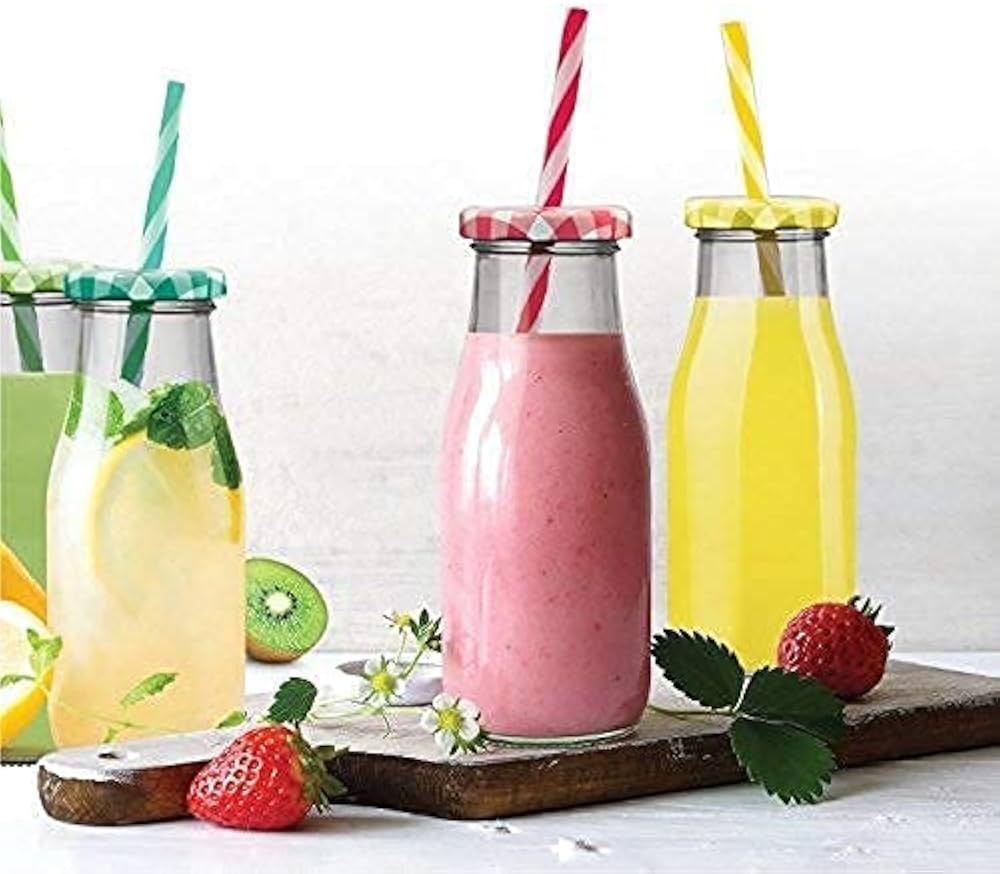 Fresh juice served cold in glass bottle