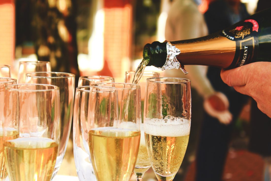Champagne poured for a private dinner